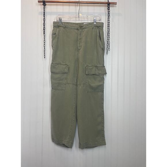 AG Adriano Goldschmied Womens Cargo Pants Khaki Straight Leg Cropped Size 30 - Picture 1 of 10